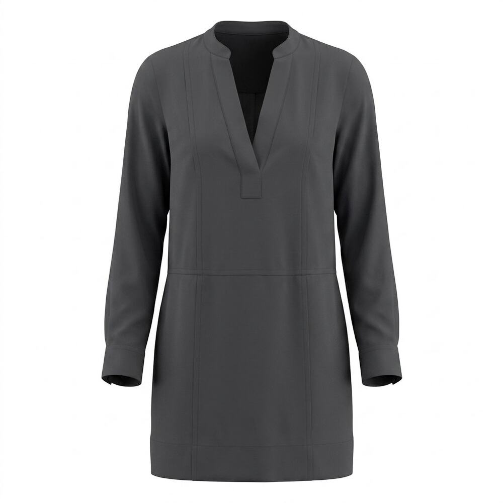 Madewell Gray Split Neck Long Sleeve Shift Tunic Dress Women Size XS